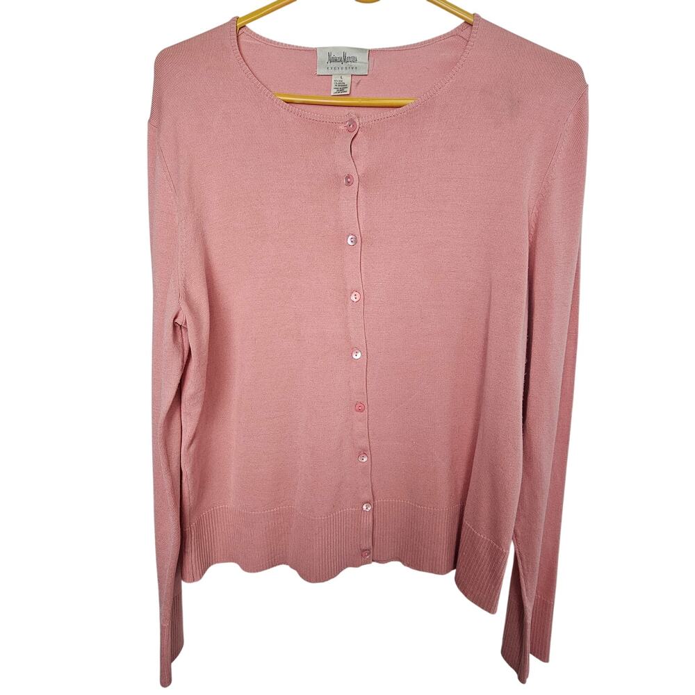 Neiman Marcus Womens Silk Blend Cardigan Sweater Sz L Quiet Luxury Wedding Guest